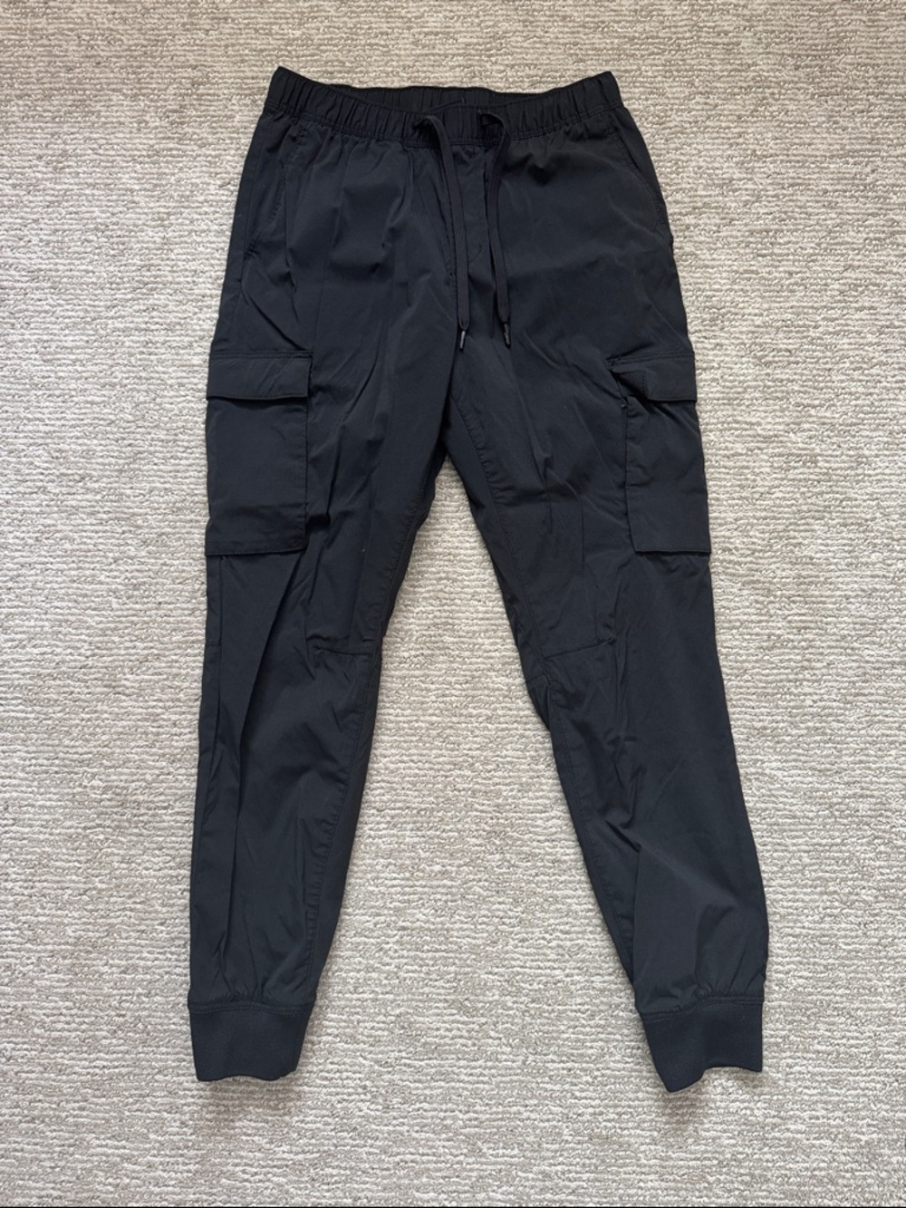 Black Cargo Jogger Utility Pants Slim Fit Outdoor Camping Hiking Lightweight S